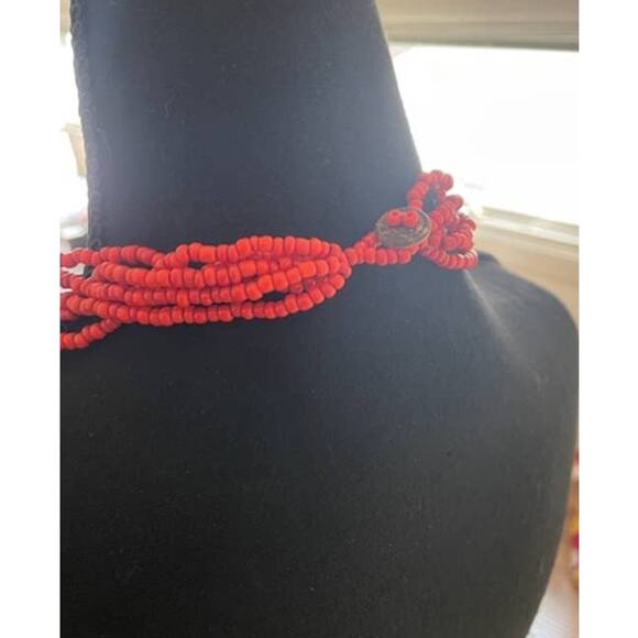 Orange Beads Necklace Choker - Picture 2 of 5